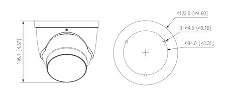 Zestaw: 4x Kamera zewnętrzna do monitoringu IP Dahua IPC-HDW3649H-AS-PV-0280B-PRO 6Mpx kopułkowa/eyeball stałoogniskowa 2,8mm, IR/LED 30m port microSD + karta 100zł