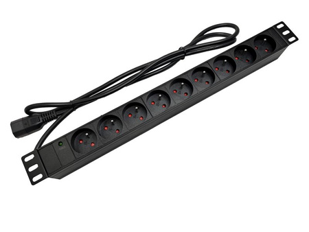 Listwa zasilająca Alantec PZ09U 19" 9xE - CEE 7/5 z diodą LED 1,8m C14