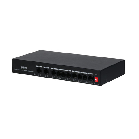 Switch 10 portowy Dahua PFS3010-8ET-65 8xPoE + 2xUplink