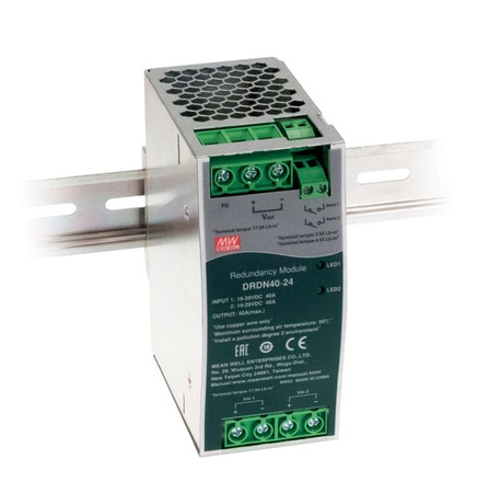 Moduł redundantny na szynę DIN Mean Well DRDN40-48 48VDC 40A 3 moduły DIN