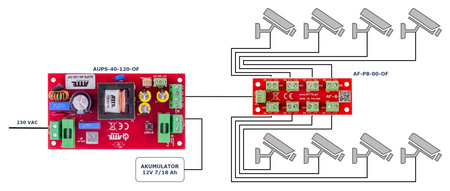 Zasilacz buforowy do obudowy Atte AUPS-40-120-OF 12VDC 3,5A 42W max 18Ah