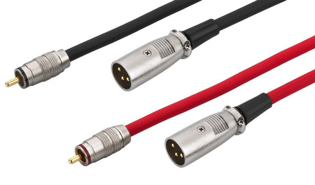 Przewody audio Monacor MCA-158 1,5m RCA-M<>XLR-M czarny+czerwony Ø7mm