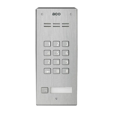 Stacja bramowa 1 lokal ACO Como-PRO-CODE-A1 NT Como (system Pro) natynkowa wandaloodporna otwieranie kodem i kartami Unique srebrna