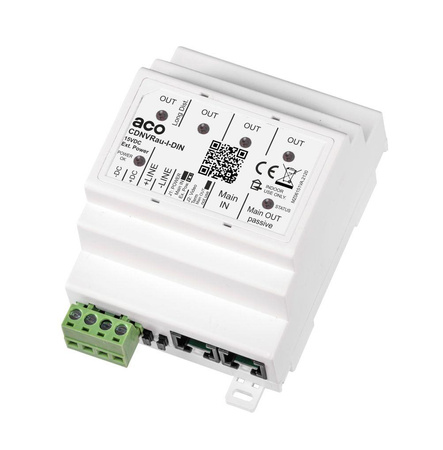 Rozdzielacz wideo ACO CDNVRAU-I-DIN aktywny końcowy/przelotowy na szynę DIN (4 moduły) 5 wyjść do CDN (system P)