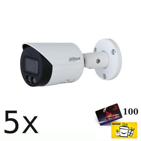 Zestaw: 5x Kamera zewnętrzna do monitoringu IP Dahua IPC-HFW2449S-S-IL-0280B 4Mpx bullet stałoogniskowa 2,8mm IR/LED 30m, port microSD + karta 100zł