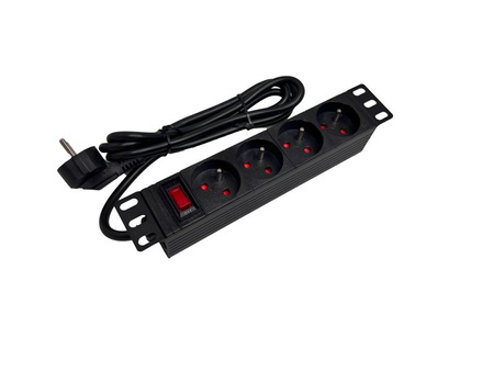 Listwa zasilająca Alantec PZ04 10" 4xE - CEE 7/5 z wyłącznikiem LED, 1,8m Schuko CEE 7/7
