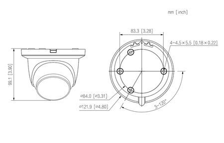 Kamera zewnętrzna do monitoringu IP Dahua IPC-HDW2541TM-S-0280B-S2 5Mpx kopułkowa/eyeball stałoogniskowa 2,8mm, IR 30m, port microSD