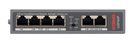 Switch 6 portowy Pulsar USF64P 4xPoE + 2xUplink 10/100
