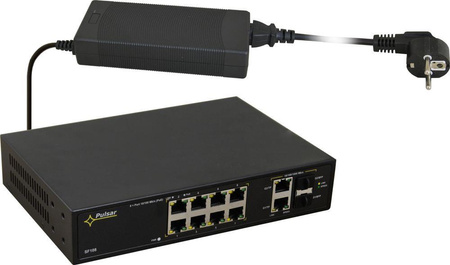 Switch 10 portowy Pulsar SF108 8xPoE + 2xUplink 10/100/1000 + 2xUplink SFP