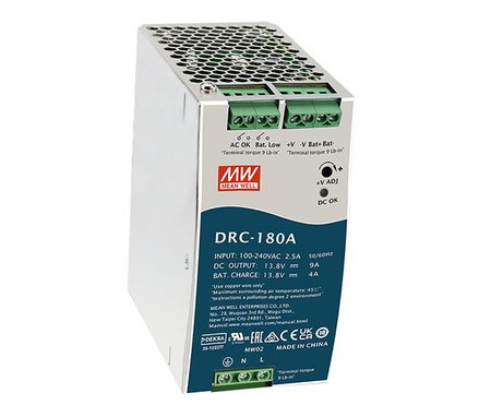 Zasilacz buforowy na szynę DIN Mean Well DRC-180A 13,8VDC 9A+4A 180W