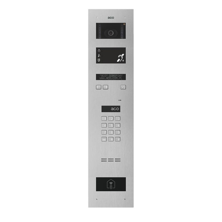 Stacja bramowa wielolokalowa ACO INSPIRO PMR 2+ (G2) Inspiro+ (system P) Master/Slave podtynkowa wandaloodporna otwieranie kodem i kartami Unique kamera 90/60°, z modułem dla osób z niepełnosprawnościami srebrna