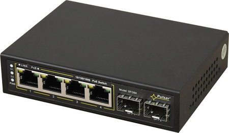 Switch 6 portowy gigabitowy Pulsar SFG64WP 4xPoE + 2xUplink SFP bez zasilacza