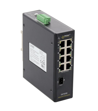Switch 8 portowy Pulsar ISFE98 8xPoE + Uplink SFP bez zasilacza, mocowanie na szynę DIN