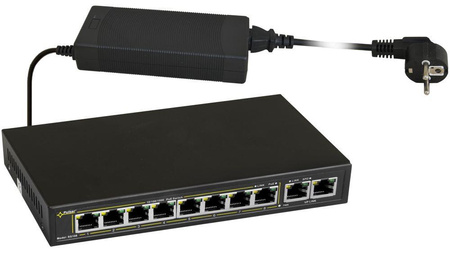 Switch 10 portowy gigabitowy Pulsar SG108 8xPoE + 2xUplink