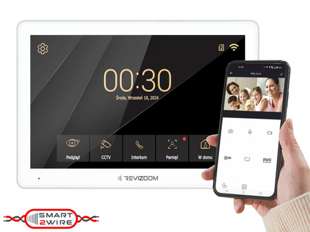 Unifon głośnomówiący Revizoom RM-T203HD WHITE z ekranem 10" 1024x800px, WiFi/LAN sterowanie smartfonem (Tuya)