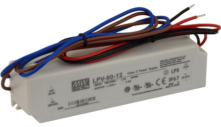 Zasilacz LED Mean Well LPV-60-12 12VDC 5A 60W IP67