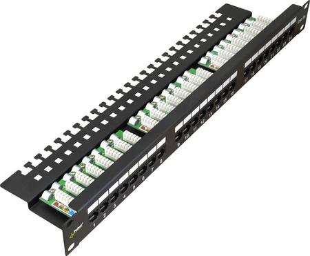 Patchpanel Pulsar RP-U24V5 wyposażony 24x U/UTP Cat5e 1U 19”
