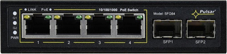 Switch 4 portowy gigabitowy Pulsar SFG64 4xPoE + 2xUplink SFP