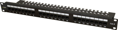 Patchpanel Pulsar RP-U24V6 wyposażony 24x U/UTP Cat6 1U 19”