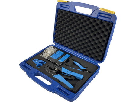 Zestaw narzędzi instalatorskich Alantec NI059 w walizce (tester, zaciskarka, stripper, obcinaczki)