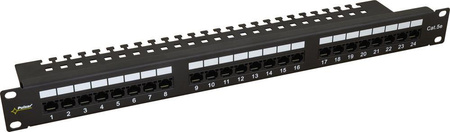 Patchpanel Pulsar RP-U24V5 wyposażony 24x U/UTP Cat5e 1U 19”