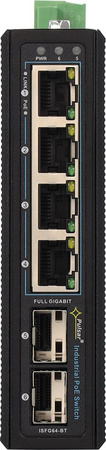 Switch 4 portowy gigabitowy Pulsar ISFG64-BT 4xPoE + 2xSFP mocowanie na szynę DIN