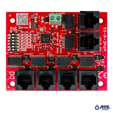 Switch 6 portowy Atte xPoE-6-11-OF 5xPoE + 1xUplink bez obudowy