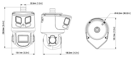 Kamera zewnętrzna do monitoringu IP Dahua SDT3E410-8P-MB-A-PV1 8+4Mpx obrotowa zmiennoogniskowa 2,8+4-40mm, 2xIR/LED 30+70m , port microSD