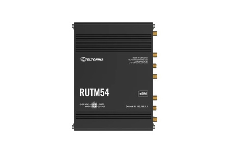 Router bezprzewodowy Teltonika RUTM54 b/g/n/ac + 5G 2xSIM 4x4MIMO USB WAN + 4x10/100/1000 4 anteny SMA do 5G/LTE, 2 anteny RP-SMA do WiFi i antena SMA do GNNS (GPS) w komplecie IP30