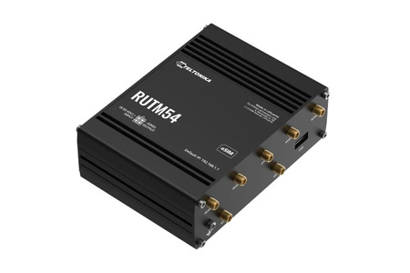 Router bezprzewodowy Teltonika RUTM54 b/g/n/ac + 5G 2xSIM 4x4MIMO USB WAN + 4x10/100/1000 4 anteny SMA do 5G/LTE, 2 anteny RP-SMA do WiFi i antena SMA do GNNS (GPS) w komplecie IP30