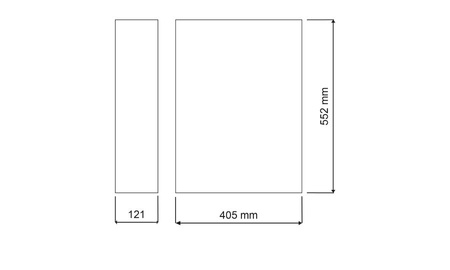 Obudowa metalowa z zasilaczem buforowym Roger ME-43-S 2xDIN 13,8VDC 3,5A moduł dystrybucji mocy, miejsce na akumulator 17Ah 398x545x100mm wnętrze