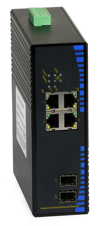 Switch 4 portowy gigabitowy Ultipower 124SFP-4POE 4xPoE + 2xSFP 100Mbs, mocowanie na szynę DIN