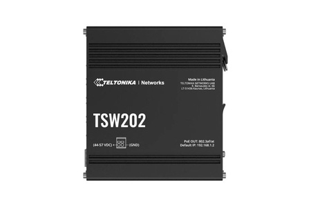 Switch 8 portowy gigabitowy zarządzalny Teltonika TSW202 8xPoE + 2xSFP mocowanie na szynę DIN IP30