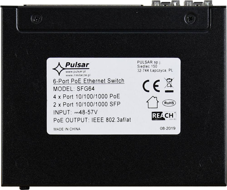 Switch 4 portowy gigabitowy Pulsar SFG64 4xPoE + 2xUplink SFP