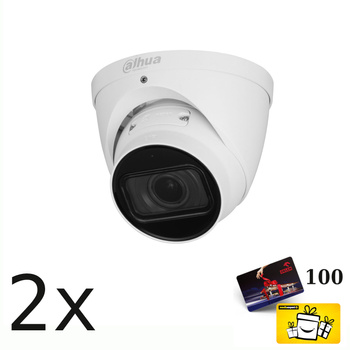 Zestaw: 2x Kamera zewnętrzna do monitoringu IP Dahua IPC-HDW3842T-ZS-2712 8Mpx kopułkowa/eyeball zmiennoogniskowa 2,7-12mm IR 40m port kart micro SD + karta 100zł