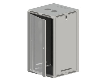 Szafa RACK 19" 24U 600x600 Alantec SW-24U-600-600-N-DSJ-OP-RP-B-S wisząca / stojąca drzwi szklane jednoskrzydłowe, tył osłona pełna, osłony boczne ruchome perforowane, szara, 4 belki, do złożenia