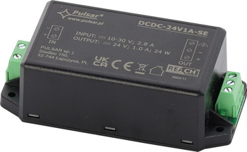 Przetwornica Pulsar DCDC-24V1A-SE podwyższająco-obniżająca napięcie 10-30VDC > 24VDC 1A 24W