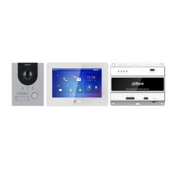 Zestaw wideodomofonowy Dahua KTD01(F) unifon gośnomówiący 7" 1024x600px i stacja bramowa otwierana aplikacją z kamerą 2Mpx