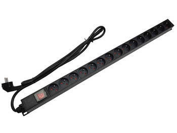 Listwa zasilająca Alantec PZ015 pionowa z mocowaniem RACK 15xE - CEE 7/5 z wyłącznikiem LED 1,8m Schuko CEE 7/7