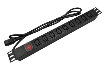 Listwa zasilająca Alantec PZ010 19" 9xC13 z wyłącznikiem LED, kabel 1,8m C14