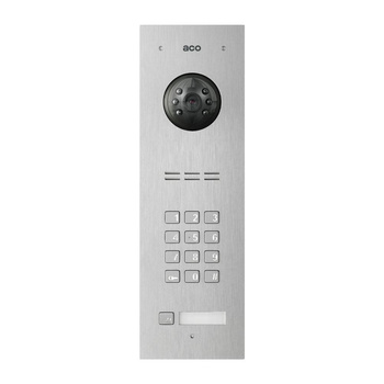 Stacja bramowa 1 lokal ACO Como-PRO-CODE-V1 Como (system Pro) wandaloodporna otwieranie kodem i kartami Unique kamera 90/60° srebrna