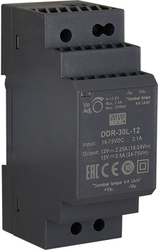 Przetwornica na szynę DIN Mean Well DDR-30L-12 obniżająca napięcie 18V÷75VDC > 12VDC 2,5A 30W