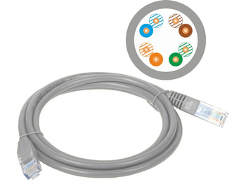 Patchcord Alantec KKU5SZA15 U/UTP kat. 5e PVC 15m szary
