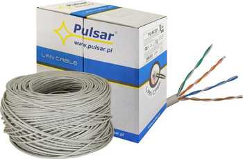 Przewód UTP skrętka Pulsar PU-NC201 kat. 5e, 24AWG, Cu, Eca, 305m wewnętrzny