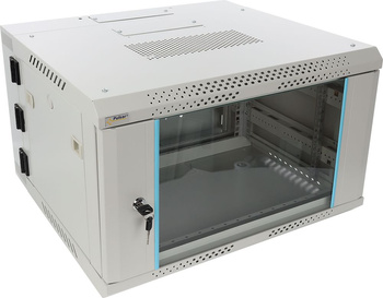 Szafa RACK 19" 6U 600x550 Pulsar RWDA665-G wisząca, przednia/tylna sekcja: 4,5x10cm, obciążenie do 60kg , do złożenia
