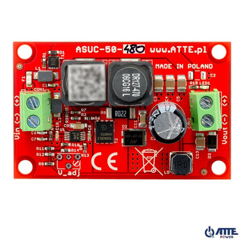 Przetwornica Atte ASUC-50-480-OF podnosząca napięcie 10-30VDC > 48VDC 1,04A 50W