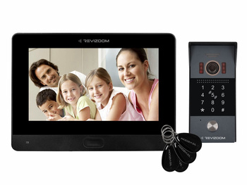Zestaw wideodomofonu Revizoom RM-T471HD BLACK/RC-412HD-CK unifon głośnomówiący 7" 1024x600px WiFi i stacja bramowa otwierana kodem i kartami Mifare z kamerą 2Mpx, sterowanie smartfonem (Tuya)