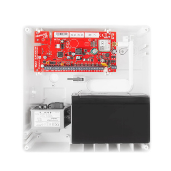 Centrala alarmowa Genevo PRiMA64LTE BOX 8 wejść (max 64 wejścia), 4 wyjscia (max 16 wyjść), 4 strefy w obudowie BOX-1, zasilacz i antena GSM