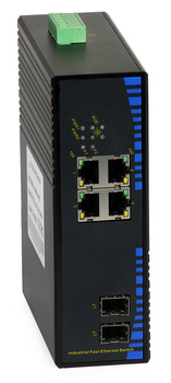 Switch 4 portowy gigabitowy Ultipower 124SFP-4POE 4xPoE + 2xSFP 100Mbs, mocowanie na szynę DIN