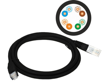 Patchcord Alantec KKU5CZA2 U/UTP kat. 5e PVC 2m czarny